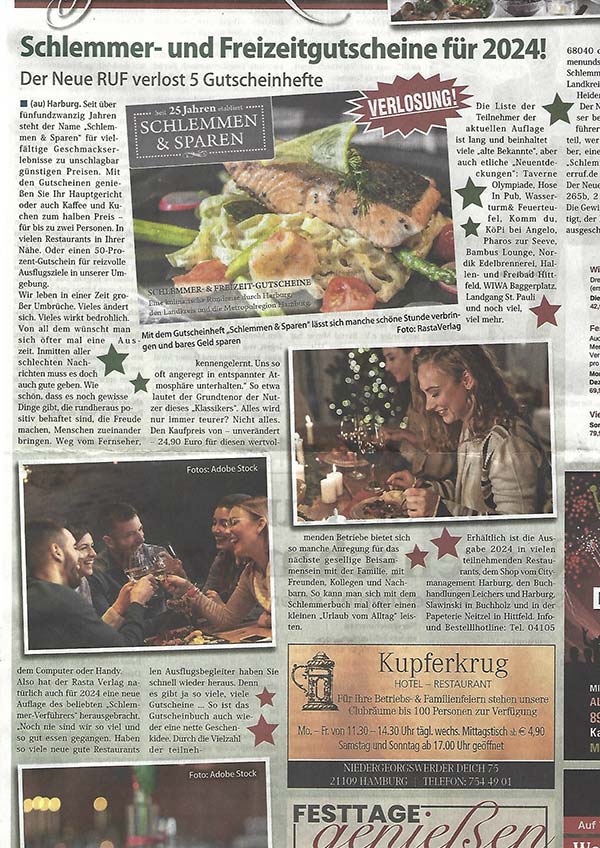 Schlemmer- und Freizeitgutscheine für 2024 Schlemmer- und Freizeitgutscheine für 2024